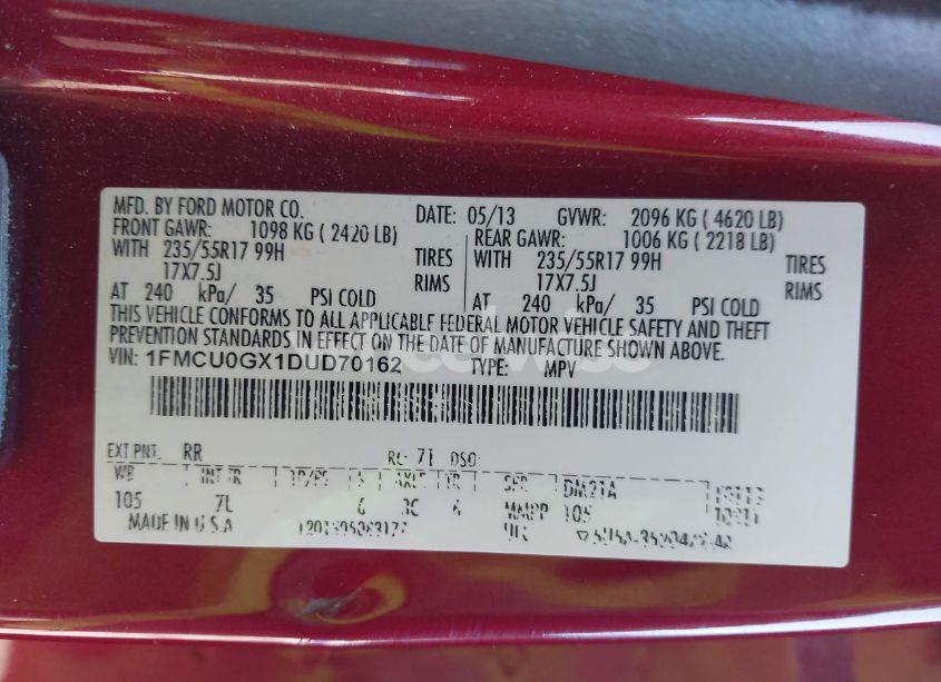 Photo 9 of 2013 Ford Escape SE (VIN 1FMCU0GX1DUD70162)