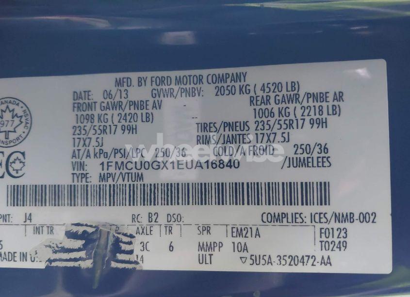 Photo 9 of 2014 Ford Escape SE (VIN 1FMCU0GX1EUA16840)