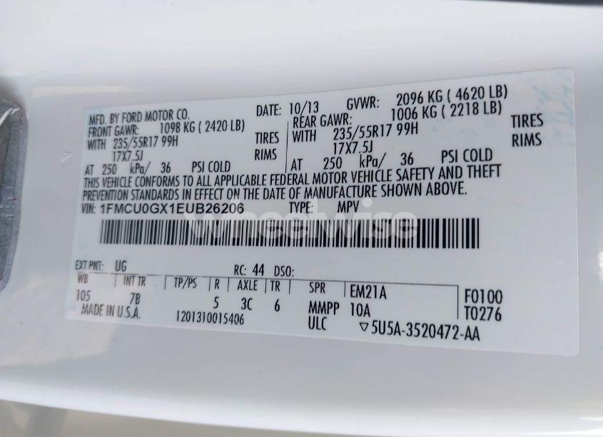 Photo 9 of 2014 Ford Escape SE (VIN 1FMCU0GX1EUB26206)