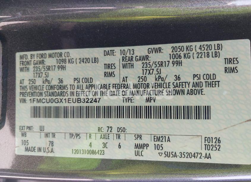 Photo 9 of 2014 Ford Escape SE (VIN 1FMCU0GX1EUB32247)