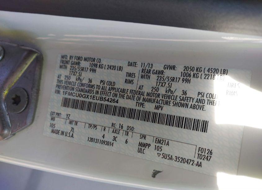 Photo 9 of 2014 Ford Escape SE (VIN 1FMCU0GX1EUB54264)