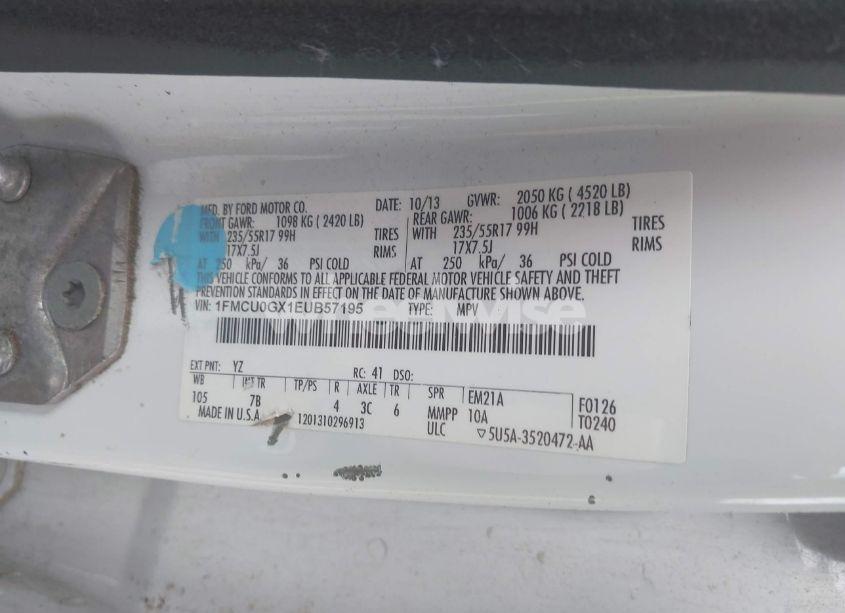 Photo 9 of 2014 Ford Escape SE (VIN 1FMCU0GX1EUB57195)