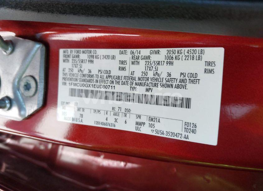 Photo 9 of 2014 Ford Escape SE (VIN 1FMCU0GX1EUD80711)