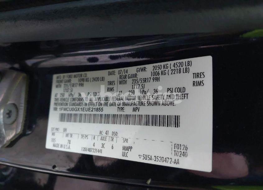 Photo 9 of 2014 Ford Escape SE (VIN 1FMCU0GX1EUE21855)