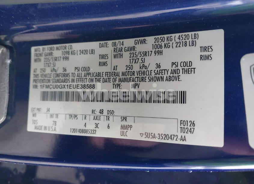 Photo 9 of 2014 Ford Escape SE (VIN 1FMCU0GX1EUE38588)