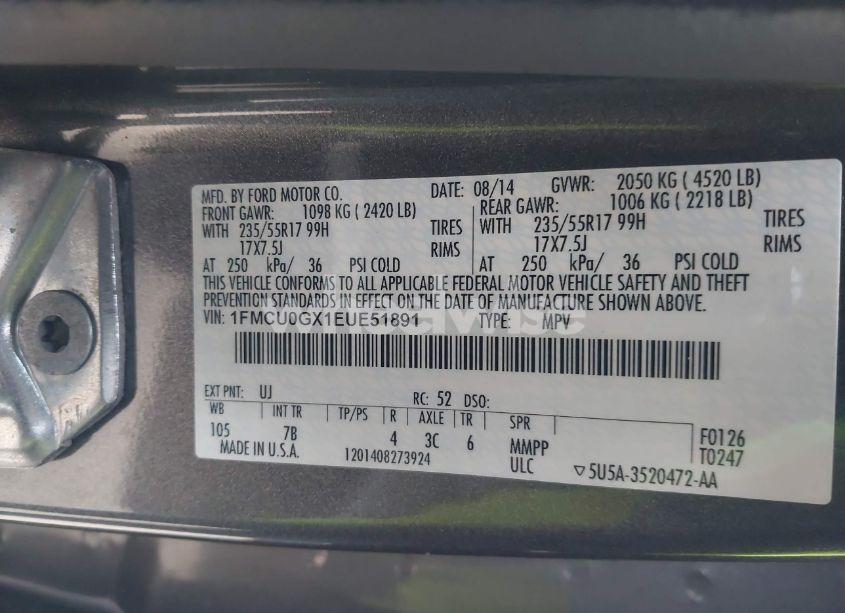 Photo 9 of 2014 Ford Escape SE (VIN 1FMCU0GX1EUE51891)