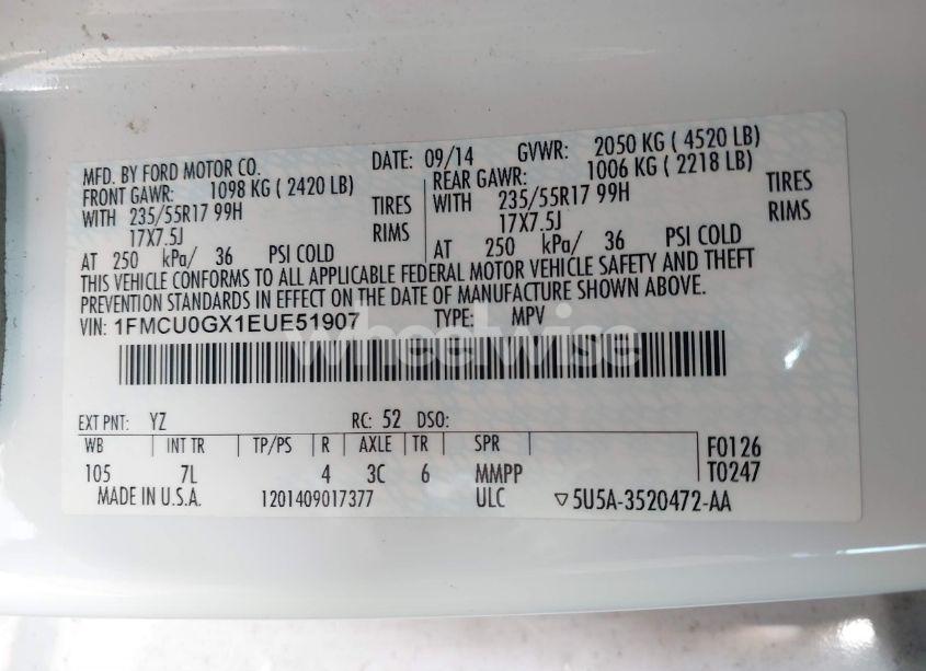 Photo 9 of 2014 Ford Escape SE (VIN 1FMCU0GX1EUE51907)