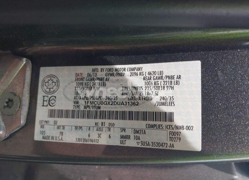 Photo 9 of 2013 Ford Escape SE (VIN 1FMCU0GX2DUA31362)