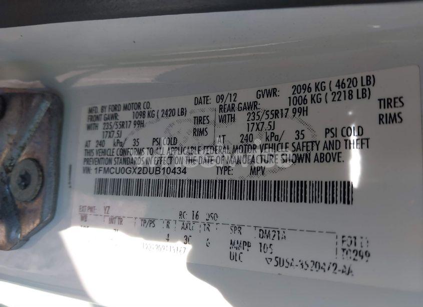 Photo 9 of 2013 Ford Escape SE (VIN 1FMCU0GX2DUB10434)