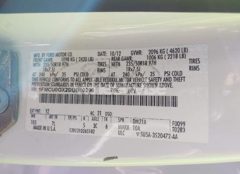 Photo 9 of 2013 Ford Escape SE (VIN 1FMCU0GX2DUB60296)