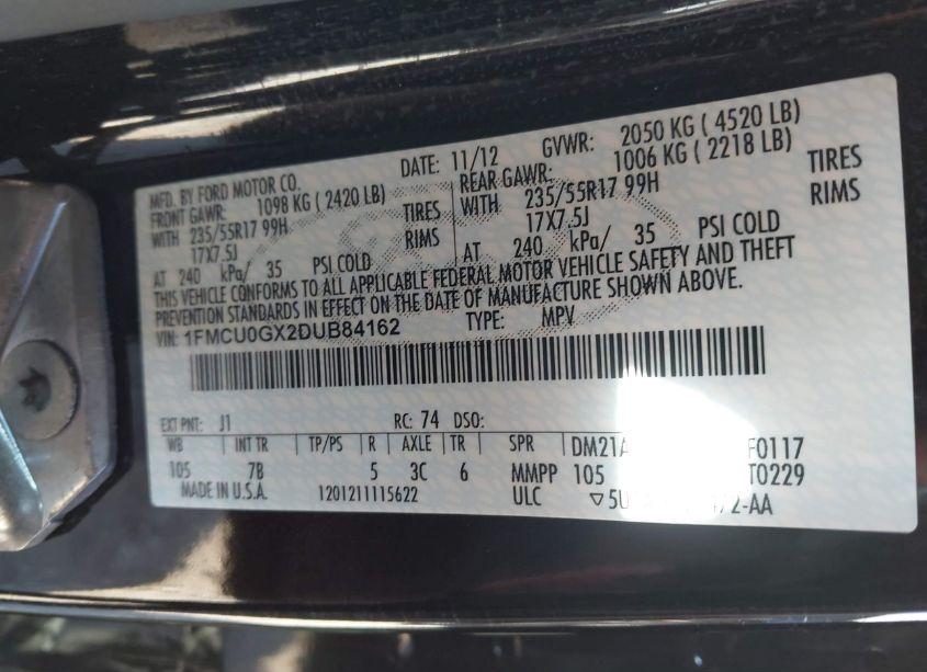 Photo 9 of 2013 Ford Escape SE (VIN 1FMCU0GX2DUB84162)