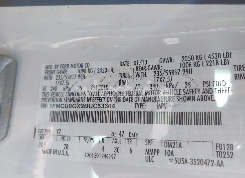 Photo 9 of 2013 Ford Escape SE (VIN 1FMCU0GX2DUC53304)