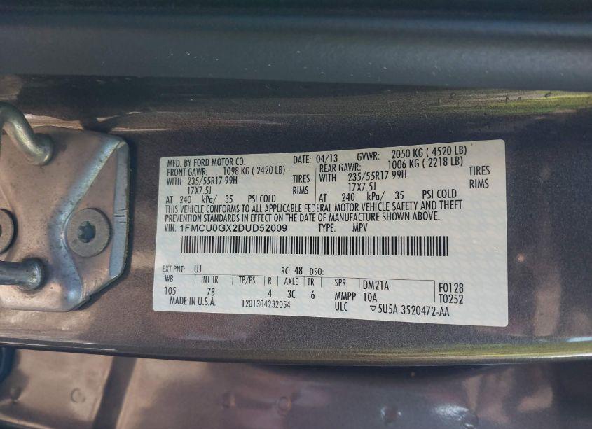 Photo 9 of 2013 Ford Escape SE (VIN 1FMCU0GX2DUD52009)