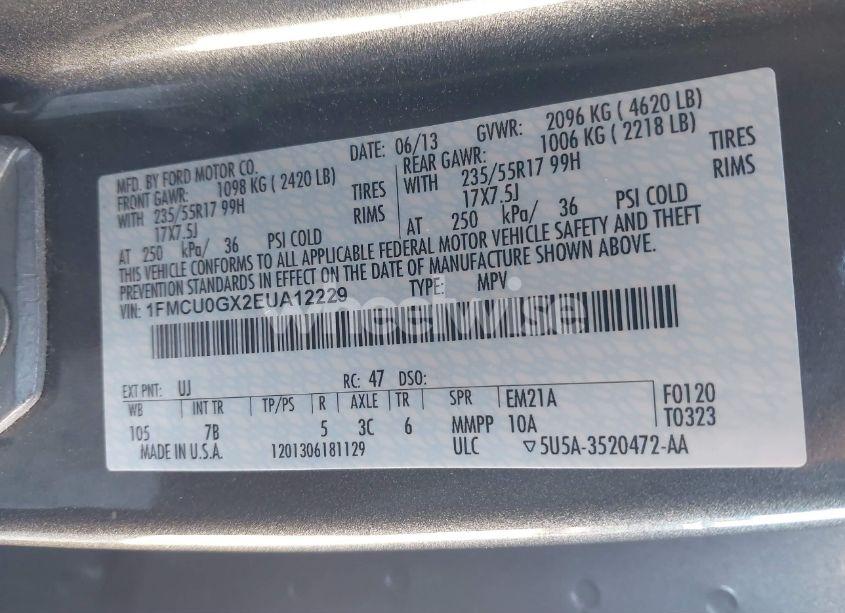 Photo 9 of 2014 Ford Escape SE (VIN 1FMCU0GX2EUA12229)