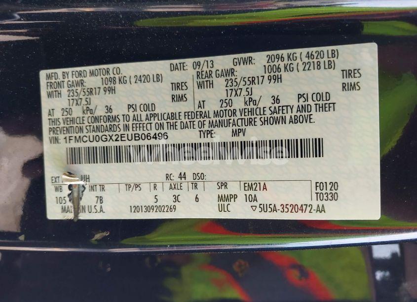 Photo 9 of 2014 Ford Escape SE (VIN 1FMCU0GX2EUB06496)