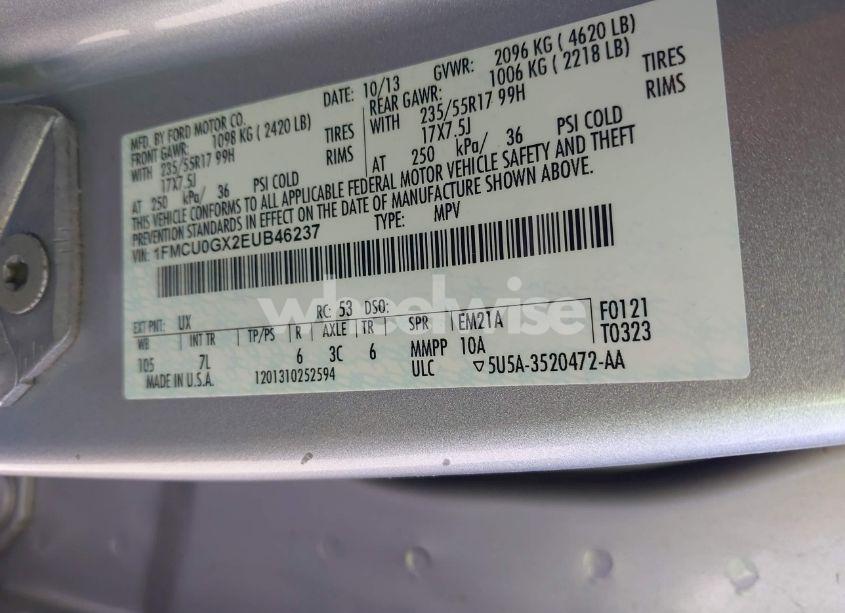 Photo 9 of 2014 Ford Escape SE (VIN 1FMCU0GX2EUB46237)