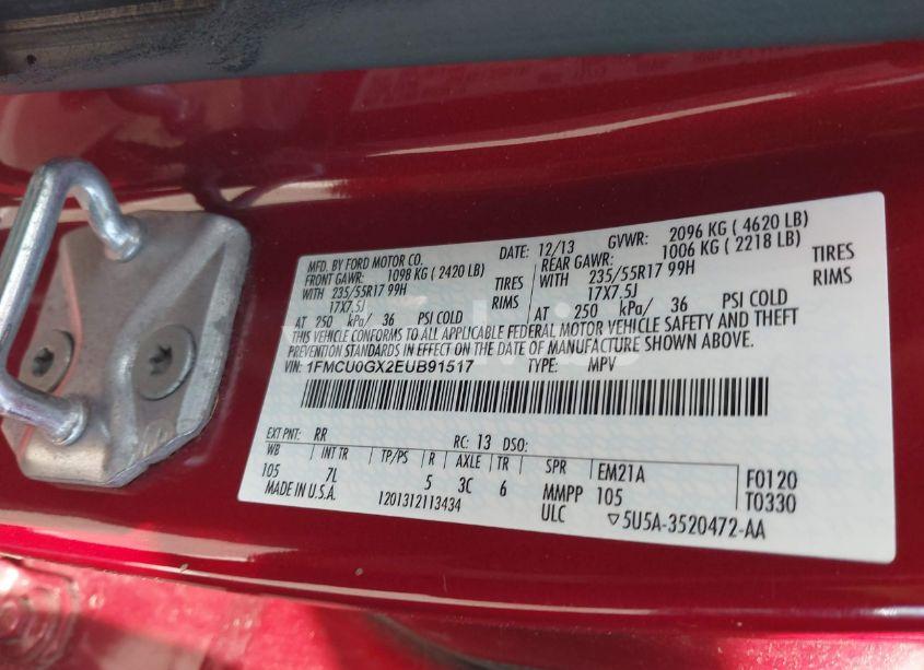 Photo 9 of 2014 Ford Escape SE (VIN 1FMCU0GX2EUB91517)