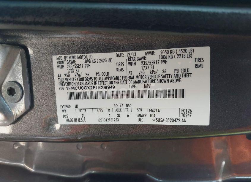 Photo 9 of 2014 Ford Escape SE (VIN 1FMCU0GX2EUC09949)