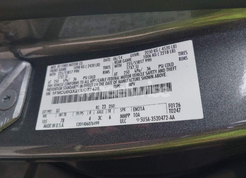 Photo 9 of 2014 Ford Escape SE (VIN 1FMCU0GX2EUD77428)