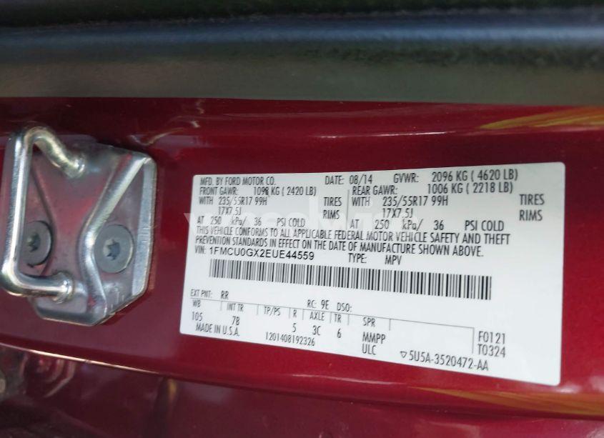 Photo 9 of 2014 Ford Escape SE (VIN 1FMCU0GX2EUE44559)