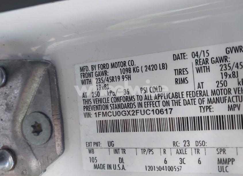 Photo 9 of 2015 Ford Escape SE (VIN 1FMCU0GX2FUC10617)