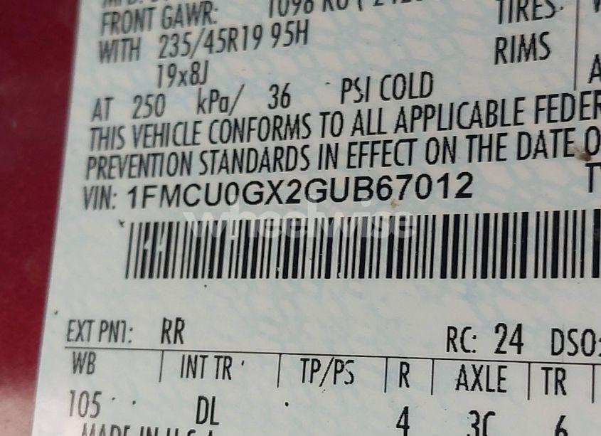 Photo 9 of 2016 Ford Escape SE (VIN 1FMCU0GX2GUB67012)