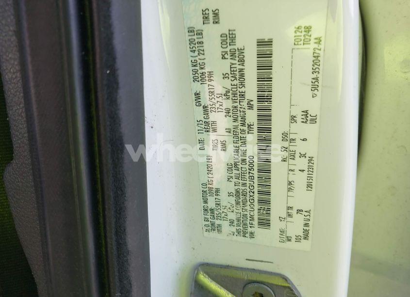 Photo 9 of 2016 Ford Escape SE (VIN 1FMCU0GX2GUB75000)