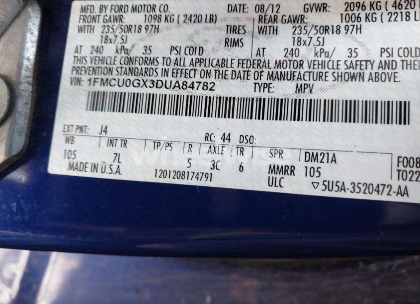 Photo 9 of 2013 Ford Escape SE (VIN 1FMCU0GX3DUA84782)