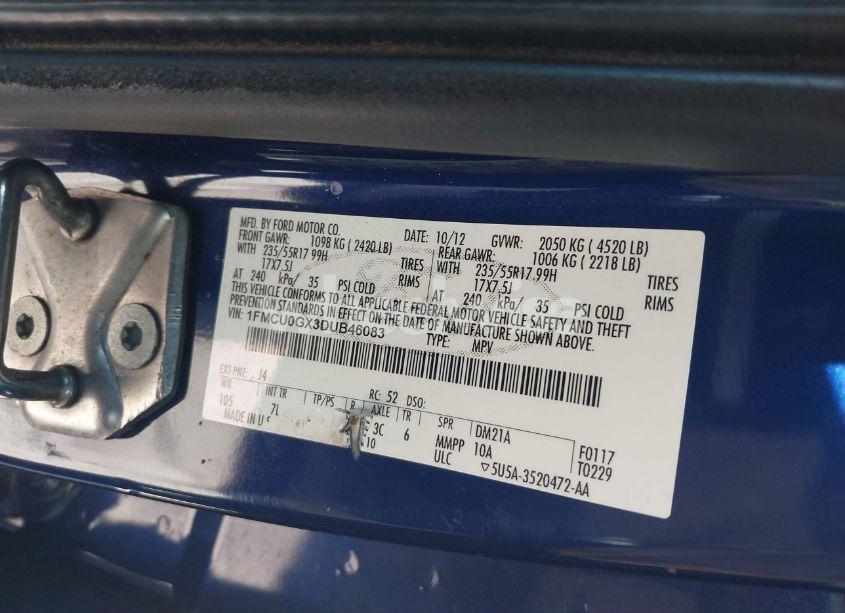 Photo 9 of 2013 Ford Escape SE (VIN 1FMCU0GX3DUB46083)