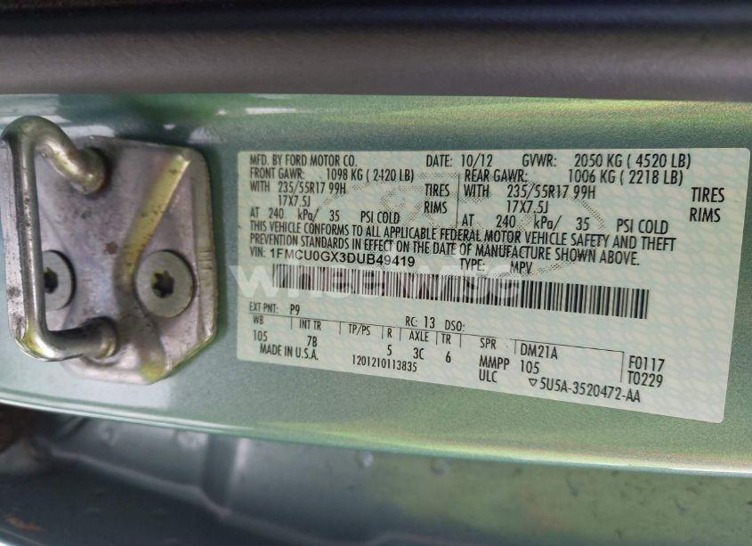 Photo 9 of 2013 Ford Escape SE (VIN 1FMCU0GX3DUB49419)