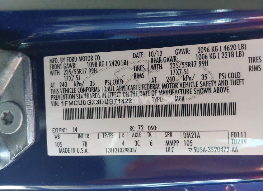 Photo 9 of 2013 Ford Escape SE (VIN 1FMCU0GX3DUB71422)