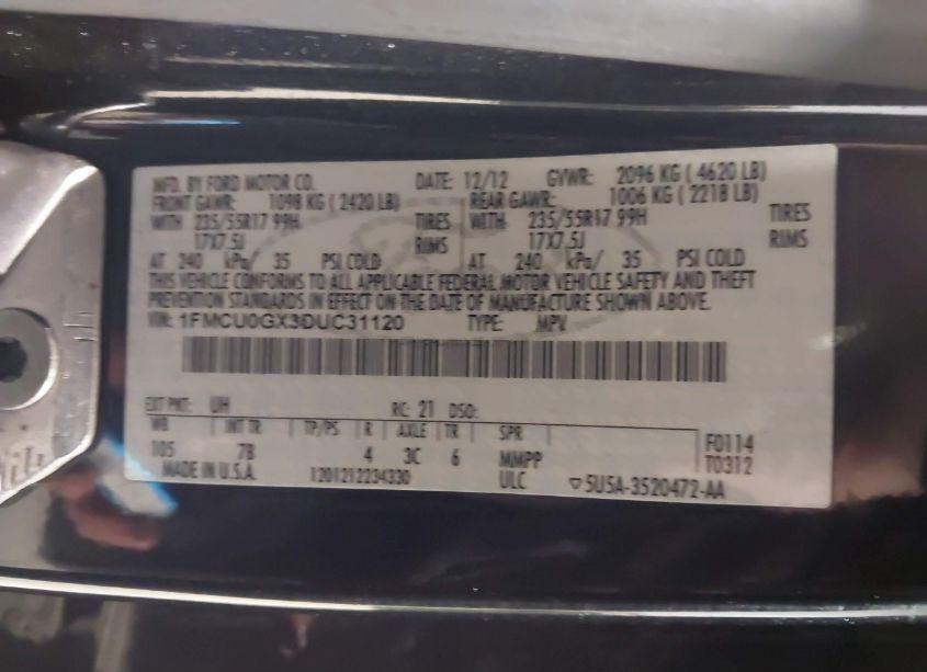 Photo 9 of 2013 Ford Escape SE (VIN 1FMCU0GX3DUC31120)