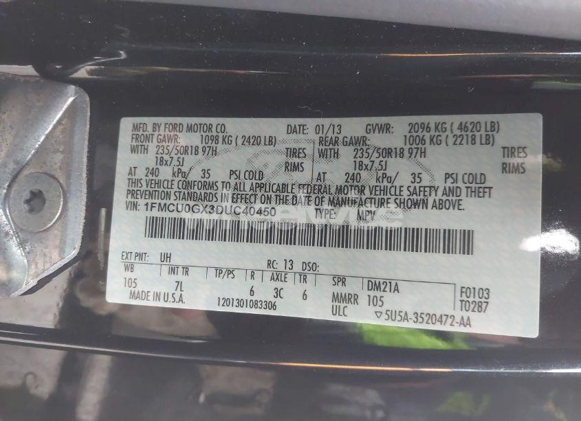 Photo 9 of 2013 Ford Escape SE (VIN 1FMCU0GX3DUC40450)