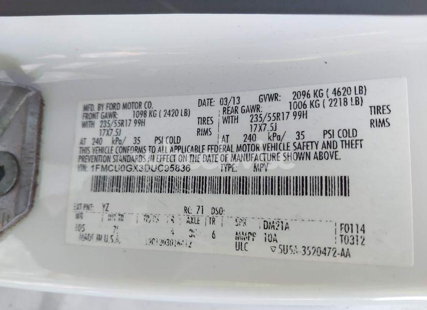 Photo 9 of 2013 Ford Escape SE (VIN 1FMCU0GX3DUC95836)