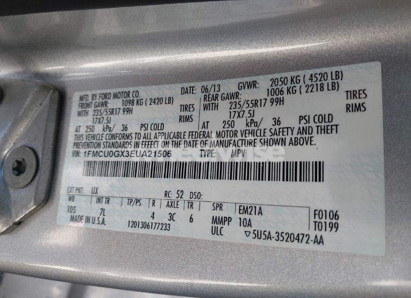 Photo 9 of 2014 Ford Escape SE (VIN 1FMCU0GX3EUA21506)