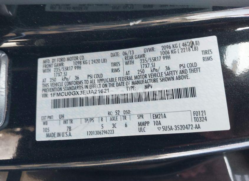 Photo 9 of 2014 Ford Escape SE (VIN 1FMCU0GX3EUA21621)