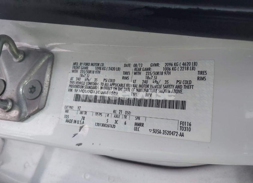 Photo 9 of 2014 Ford Escape SE (VIN 1FMCU0GX3EUA81589)