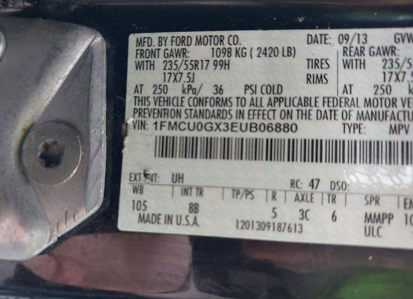 Photo 9 of 2014 Ford Escape SE (VIN 1FMCU0GX3EUB06880)