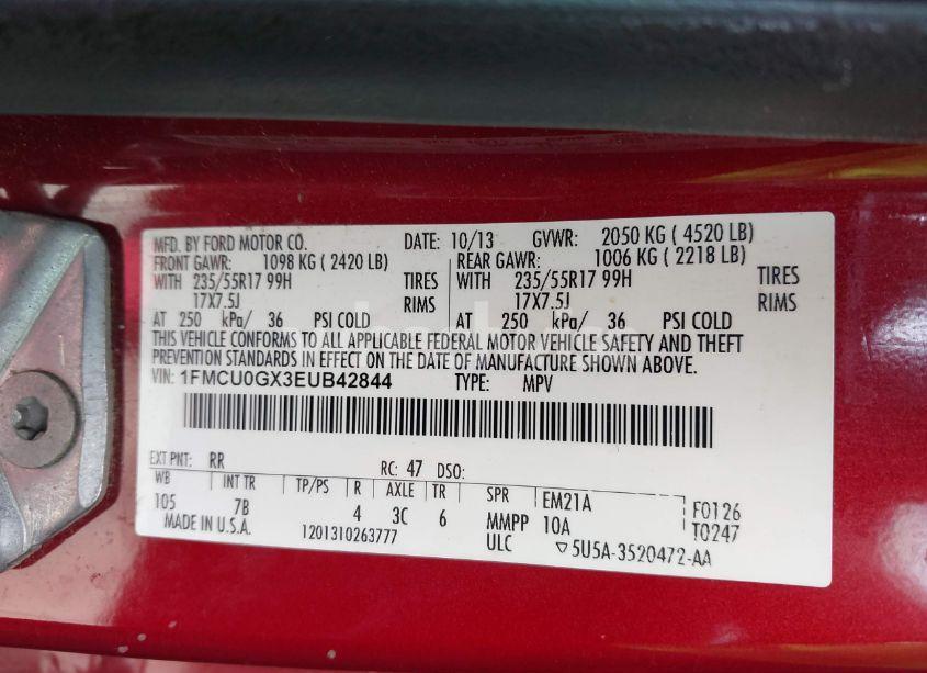 Photo 9 of 2014 Ford Escape SE (VIN 1FMCU0GX3EUB42844)