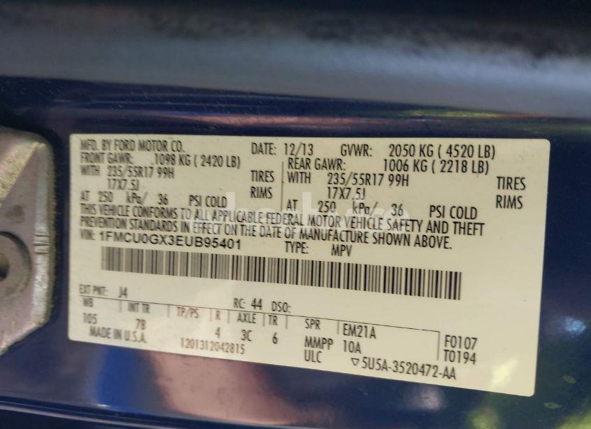 Photo 9 of 2014 Ford Escape SE (VIN 1FMCU0GX3EUB95401)