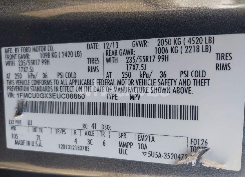 Photo 9 of 2014 Ford Escape SE (VIN 1FMCU0GX3EUC08860)