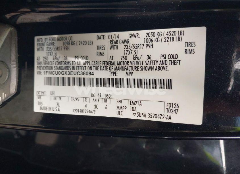 Photo 9 of 2014 Ford Escape SE (VIN 1FMCU0GX3EUC38084)
