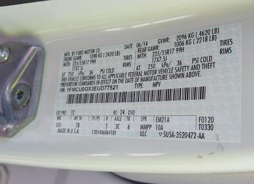 Photo 9 of 2014 Ford Escape SE (VIN 1FMCU0GX3EUD77521)