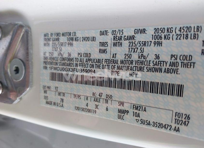 Photo 9 of 2015 Ford Escape SE (VIN 1FMCU0GX3FUB59094)