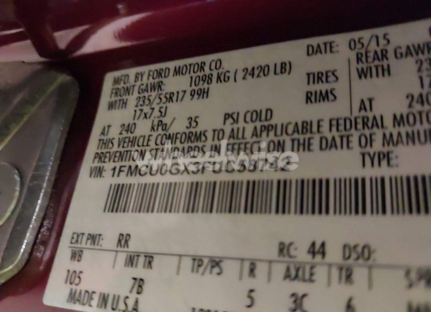 Photo 9 of 2015 Ford Escape SE (VIN 1FMCU0GX3FUC58742)