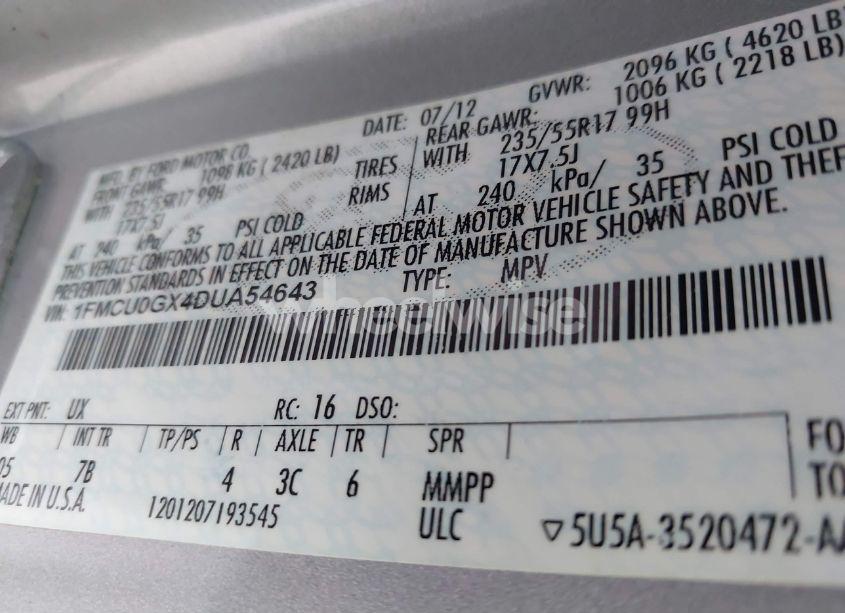 Photo 9 of 2013 Ford Escape SE (VIN 1FMCU0GX4DUA54643)