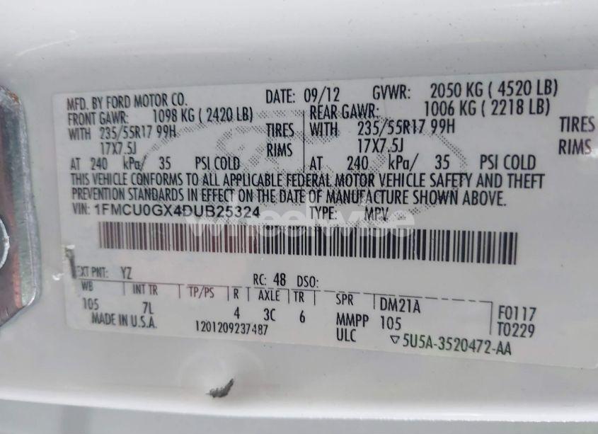 Photo 9 of 2013 Ford Escape SE (VIN 1FMCU0GX4DUB25324)