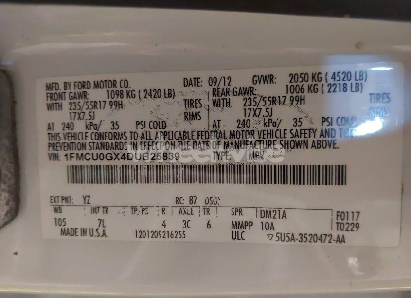 Photo 9 of 2013 Ford Escape SE (VIN 1FMCU0GX4DUB25839)