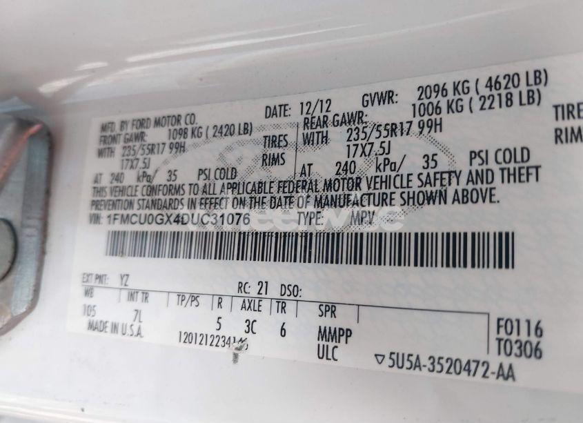 Photo 9 of 2013 Ford Escape SE (VIN 1FMCU0GX4DUC31076)