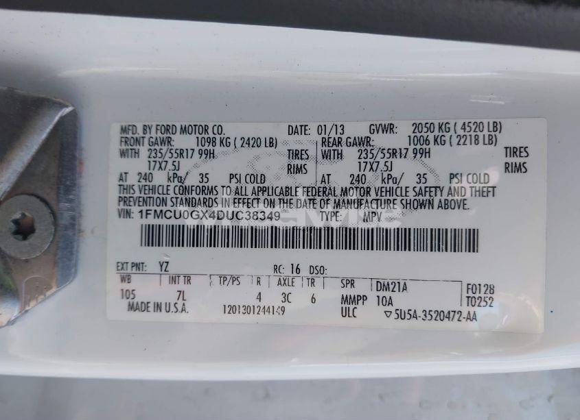 Photo 9 of 2013 Ford Escape SE (VIN 1FMCU0GX4DUC38349)
